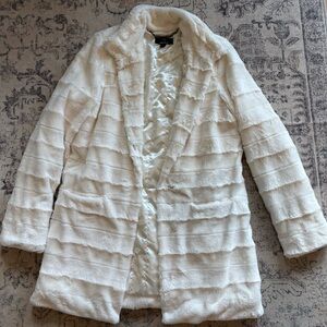 Elegant White Faux Fur Coat